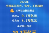 三项社保基金累计结余10.2万亿元